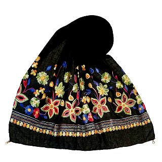 Hand work floral embroidered stole- Black